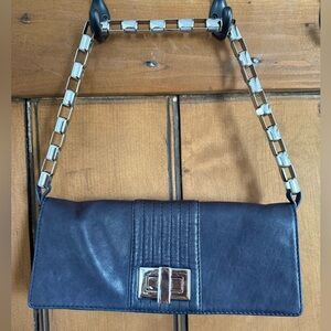 Kooba Navy Clutch with Silver Accents